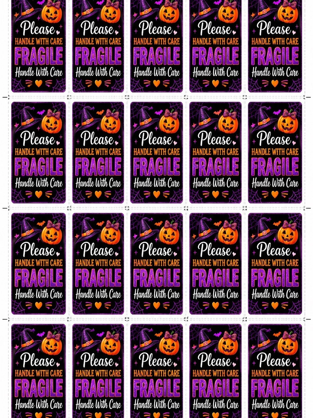 20 Stickers Fragile Halloween Handle With Care Stickers